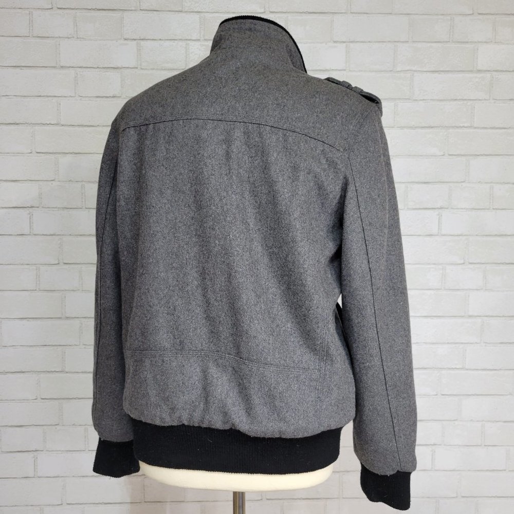 Black Rivet Grey Wool Bomber Jacket - Picture 2 of 3